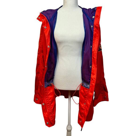 Lauren Ralph Lauren Hooded Rain Jacket Anorak Red Women’s Large VTG 90s Gorpcore - Picture 3 of 16